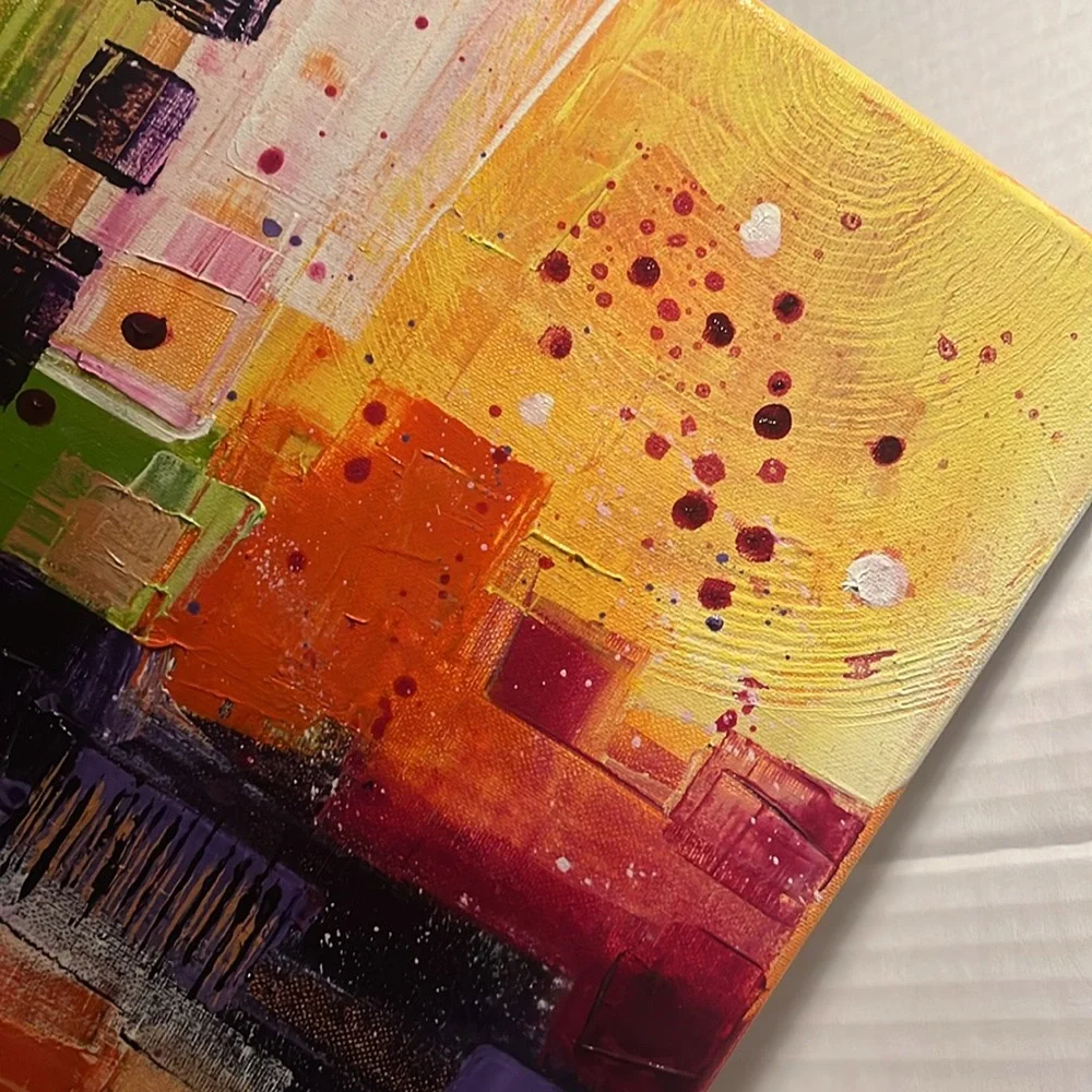 Abstract Multicolor Canvas Painting - Picture 3 of 4